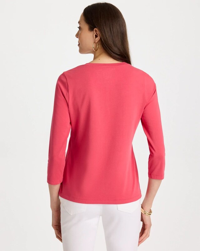 Cotton Stretch 3/4 Sleeve Tee - image 3